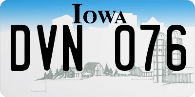 IA license plate DVN076