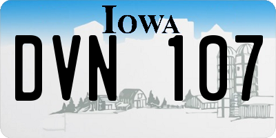 IA license plate DVN107