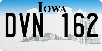 IA license plate DVN162