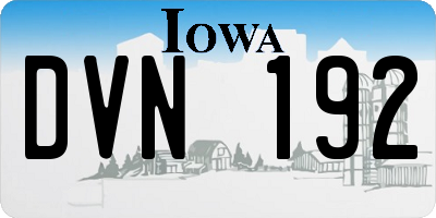 IA license plate DVN192
