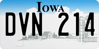 IA license plate DVN214