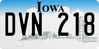 IA license plate DVN218