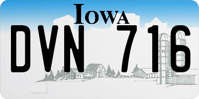 IA license plate DVN716