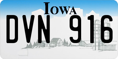 IA license plate DVN916