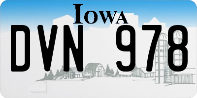 IA license plate DVN978