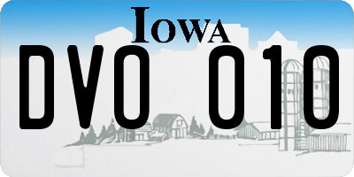 IA license plate DVO010