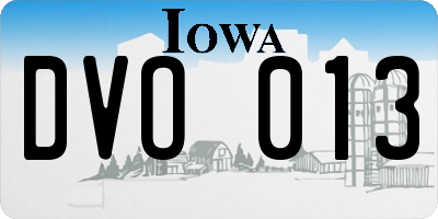 IA license plate DVO013