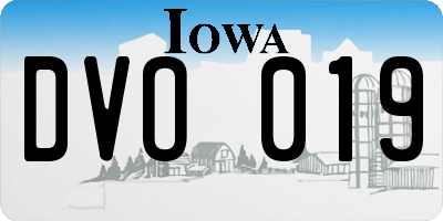 IA license plate DVO019
