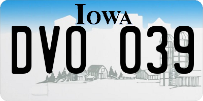 IA license plate DVO039
