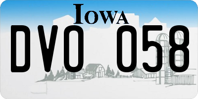 IA license plate DVO058