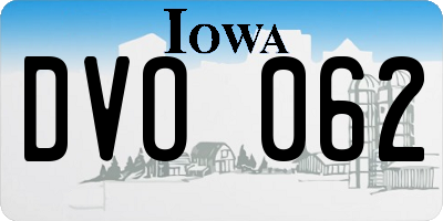 IA license plate DVO062