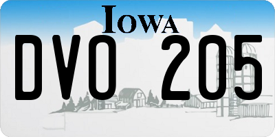IA license plate DVO205