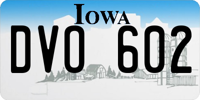 IA license plate DVO602