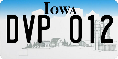 IA license plate DVP012