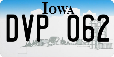 IA license plate DVP062