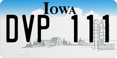 IA license plate DVP111