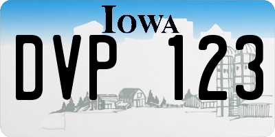 IA license plate DVP123