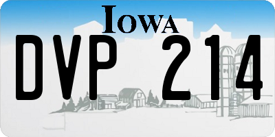IA license plate DVP214