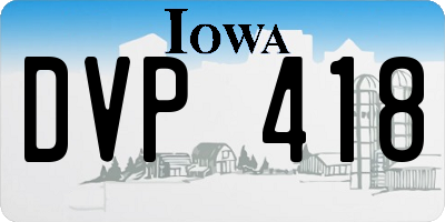 IA license plate DVP418
