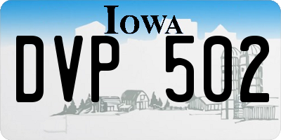 IA license plate DVP502