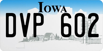 IA license plate DVP602
