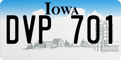 IA license plate DVP701
