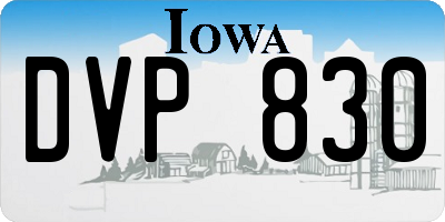 IA license plate DVP830