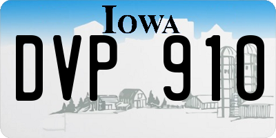 IA license plate DVP910