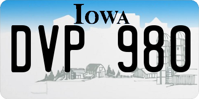 IA license plate DVP980