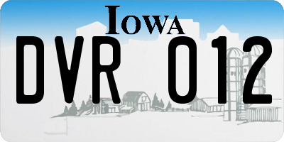 IA license plate DVR012