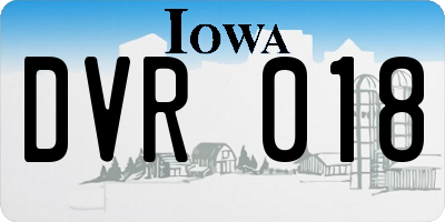 IA license plate DVR018