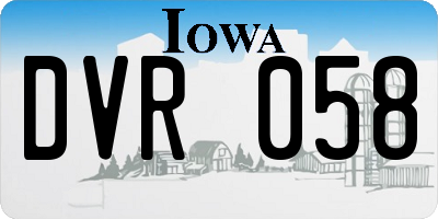IA license plate DVR058