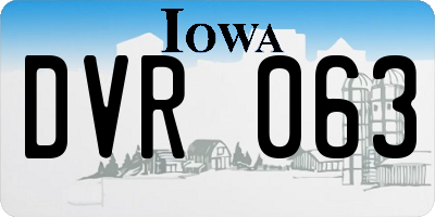 IA license plate DVR063