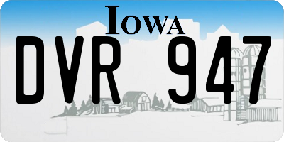 IA license plate DVR947
