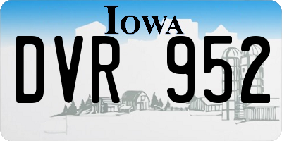 IA license plate DVR952