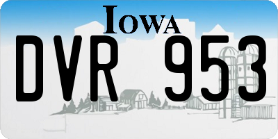 IA license plate DVR953