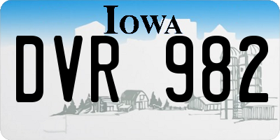 IA license plate DVR982
