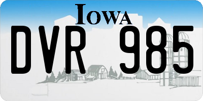 IA license plate DVR985