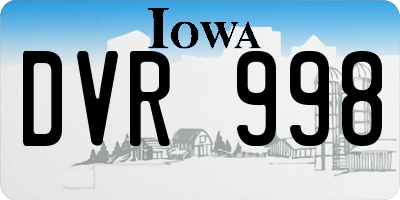 IA license plate DVR998