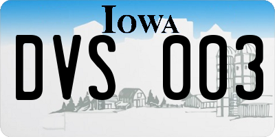 IA license plate DVS003