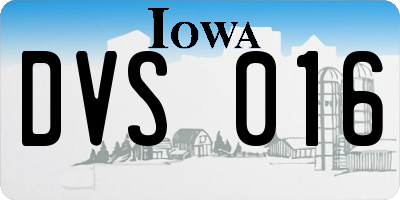 IA license plate DVS016