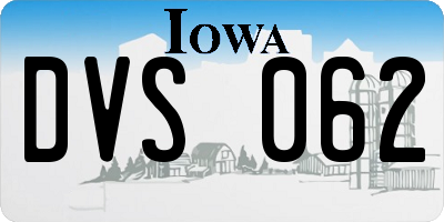IA license plate DVS062