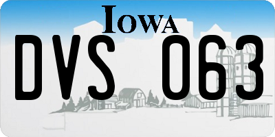 IA license plate DVS063