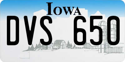 IA license plate DVS650