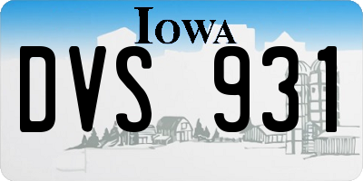 IA license plate DVS931