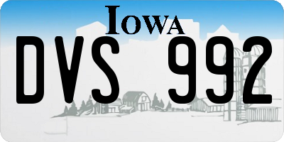 IA license plate DVS992
