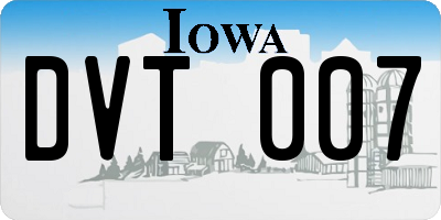 IA license plate DVT007