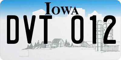 IA license plate DVT012
