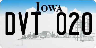 IA license plate DVT020