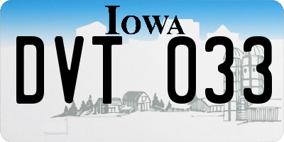 IA license plate DVT033